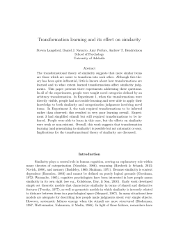 Transformation learning and its effect on similarity