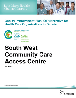 South West CCAC 2015/16 Quality Improvement Plan Narrative and