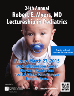 24th Annual Robert E. Myers, MD Lectureship in Pediatrics