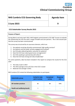 CCG Stakeholder Survey Results