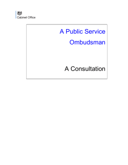 A Public Service Ombudsman A Consultation