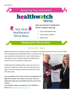 April Healthwatch Wirral E
