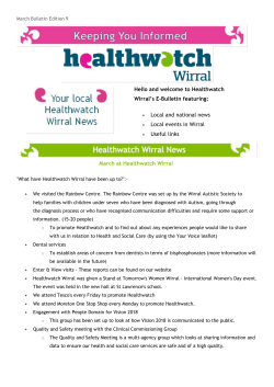 March at Healthwatch Wirral Hello and welcome to Healthwatch