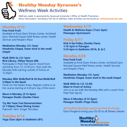 Healthy Monday Syracuse`s Wellness Week Activities
