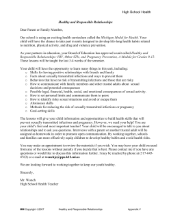 Responsible Relationships Letter - Mr. Wonch Health & Physical