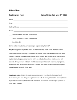 Ride-A-Thon Registration Form Date of Ride: Sat. May 2nd 2015
