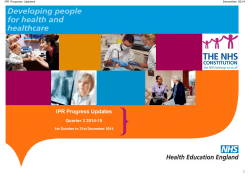 IPR Progress Updates - Health Education England