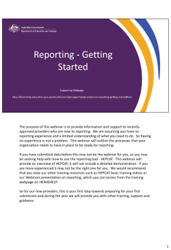 Webinar - Reporting - Getting Started