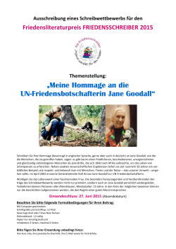 âMeine Hommage an die UN-Friedensbotschafterin Jane Goodallâ