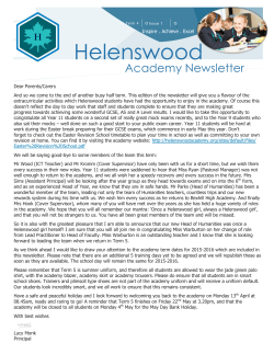 Newsletter Issue 4 - (27 March 2015)