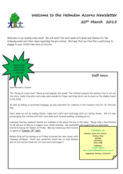 Welcome to the Helmdon Acorns Newsletter 20th March 2015