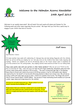 Welcome to the Helmdon Acorns Newsletter 24th April 2015