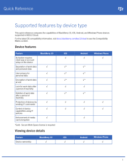 BES12 Cloud Supported Features By Device Type Quick Reference