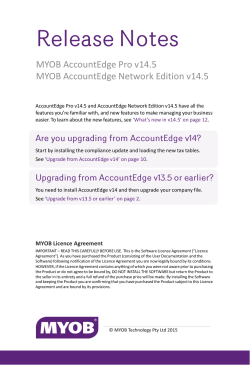 MYOB AccountEdge Pro Release Notes