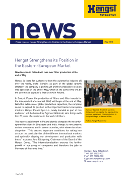 Hengst Strengthens its Position in the Eastern