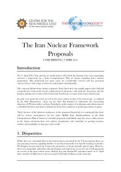 The Iran Nuclear Framework Proposals