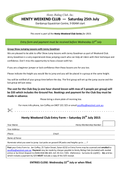 HENTY WEEKEND CLU BB â Saturday 25th July