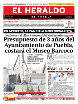 Presupuesto de 3 aÃ±os del Ayuntamiento de Puebla, costarÃ¡ el
