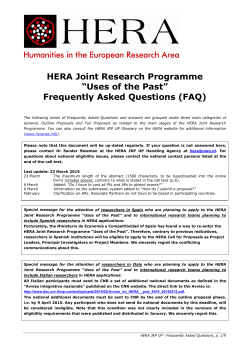 HERA UP Frequently Asked Questions 2015