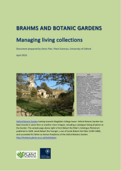 Living Collections - Oxford Plant Systematics