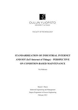STANDARDIZATION OF INDUSTRIAL INTERNET AND IOT