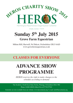 Sunday 5th July 2015 ADVANCE SHOW PROGRAMME
