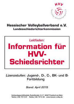 Information fÃ¼r HVV- Schiedsrichter