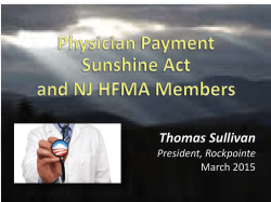 Physician Payment Sunshine Act and NJ HFMA Members