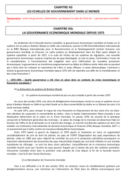 CHAPITRE H3c LA GOUVERNANCE ECONOMIQUE