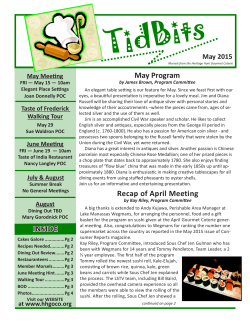 Recap of April Meeting May Program
