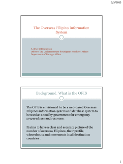 Information Systems and E-Services for Overseas Filipinos â OFIS