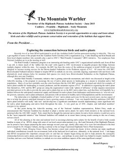 The Mountain Warbler - Highlands Plateau Audubon Society