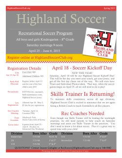 2015 Spring Rec flyer - Highland Soccer Club