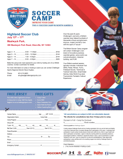HSC Soccer Camp Flyer - Highland Soccer Club