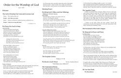 Order for the Worship of God - Highlands Presbyterian Church