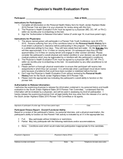 Physician`s Health Evaluation Form