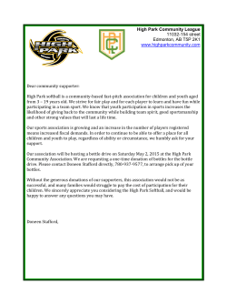 High Park Softball Bottle Drive Donation Request Letter 2015