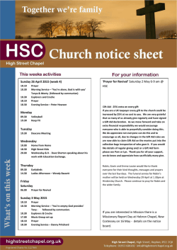 Sunday 26 April 2015 (week 4)