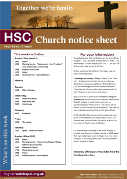 Sunday 3 May (week 1)