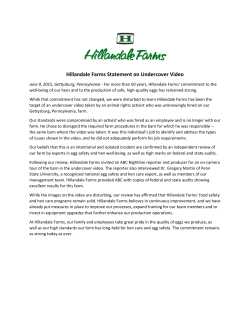 Hillandale Farms Statement on Undercover Video