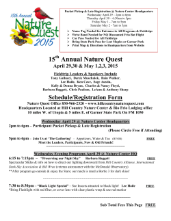 2015 Nature Quest Schedule and Registration Form