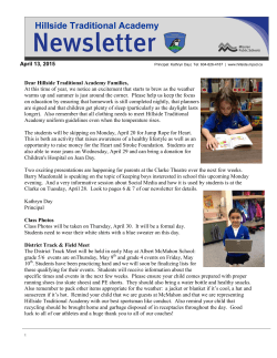 April 15, 2015 Newsletter - Hillside Traditional Academy