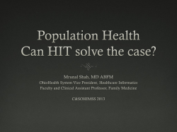 Population Health Can HIT solve the case?