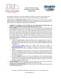 Hinds` Feet Farm 2015 Hendrick Lexus Car Raffle Official Rules