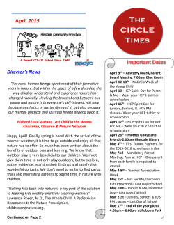 April 2015 Newsletter - Hinsdale Community Preschool