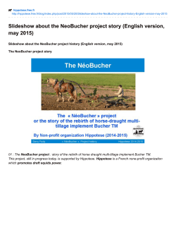 Slideshow about the NeoBucher project story - Hippotese