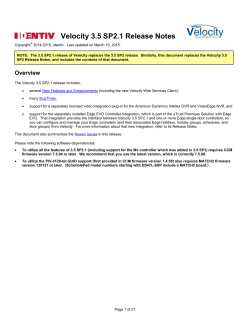 Velocity 3.5 SP2.1 Release Notes