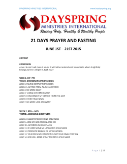Prayer & Fasting Book - Thanksgiving and Testimonies