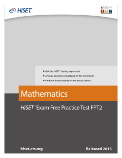 Mathematics Practice Test (FPT2 â Released in 2015 - HiSET