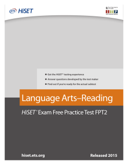 Reading Practice Test (FPT2 â Released in 2015)  - HiSET